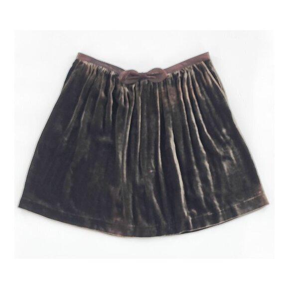 SANDRO NWT Joyau Leather Trim Bow Gathered Velvet Skirt - Picture 7 of 11